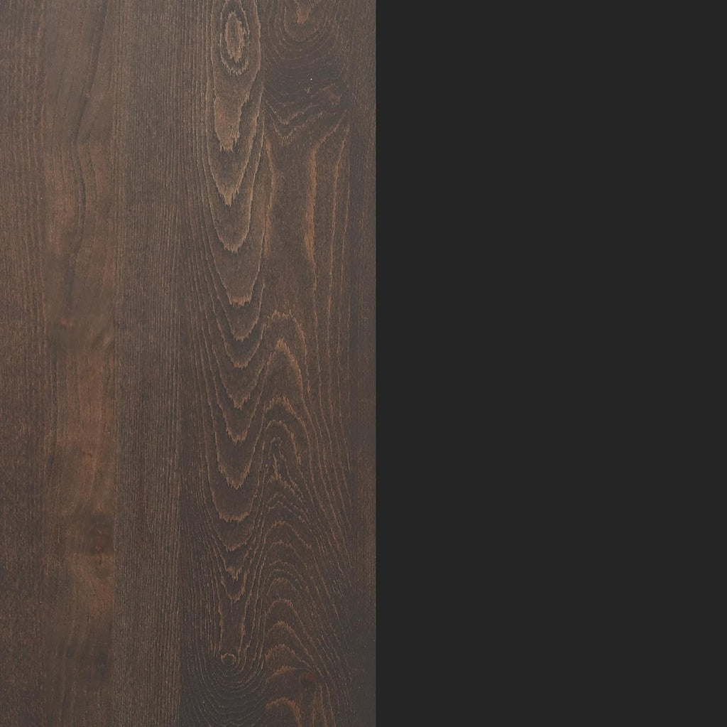 Flash Furniture Bennett 30" x 48" Solid Wood Commercial Indoor Tabletop in Dark Brown with Dual 5" x 22" Dining Height Black Cast Iron T Bases, 400 lb. Static Capacity