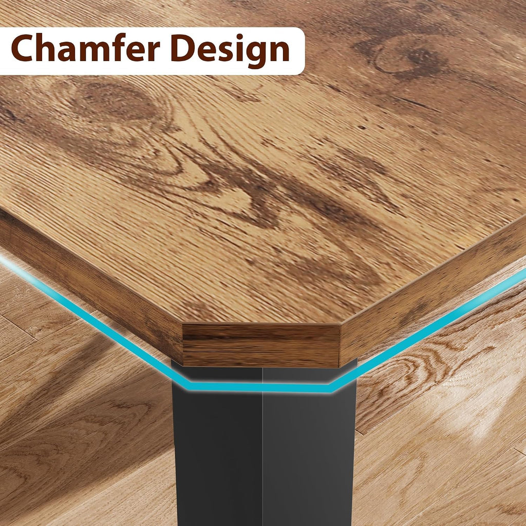 78.7 Inch Long Kitchen Table for 6-8, Dining Room Table for Kitchen Living Room, Large Rectangular Dinner Tables, Industrial Indoor Restaurant Tables with Sturdy Metal Frame(Only Table)