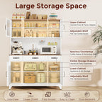 74.8" Tall Metal Pantry Cabinet with Charging Station & LED Light | Kitchen Pantry Storage Cabinet with 6 Adjustable Shelves, Large Cupboard for Kitchen,Dining Room, Living Room, Office