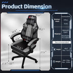 DL-win Gaming Chairs for Adults, Computer Chair with Footrest and High Back, Big and Tall Gamer Chair's with Massage Lumbar Support, 360° Swivel Height Adjustable Gaming Chair, Grey