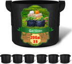 Gardzen 6-Pack 20 Gallon Grow Bags, Aeration Fabric Pots with Handles, Heavy Duty Cloth Pots for Plants