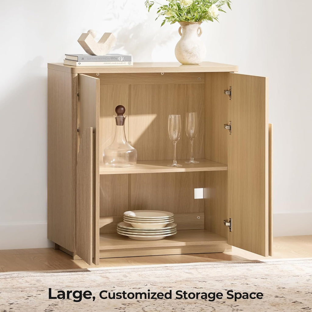 CHITA Sideboard Buffet Cabinet with Storage, Small Storage Cabinet with Doors and Shelves for Living Room Accent, Bar, Kitchen, Oak