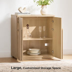 CHITA Sideboard Buffet Cabinet with Storage, Small Storage Cabinet with Doors and Shelves for Living Room Accent, Bar, Kitchen, Oak