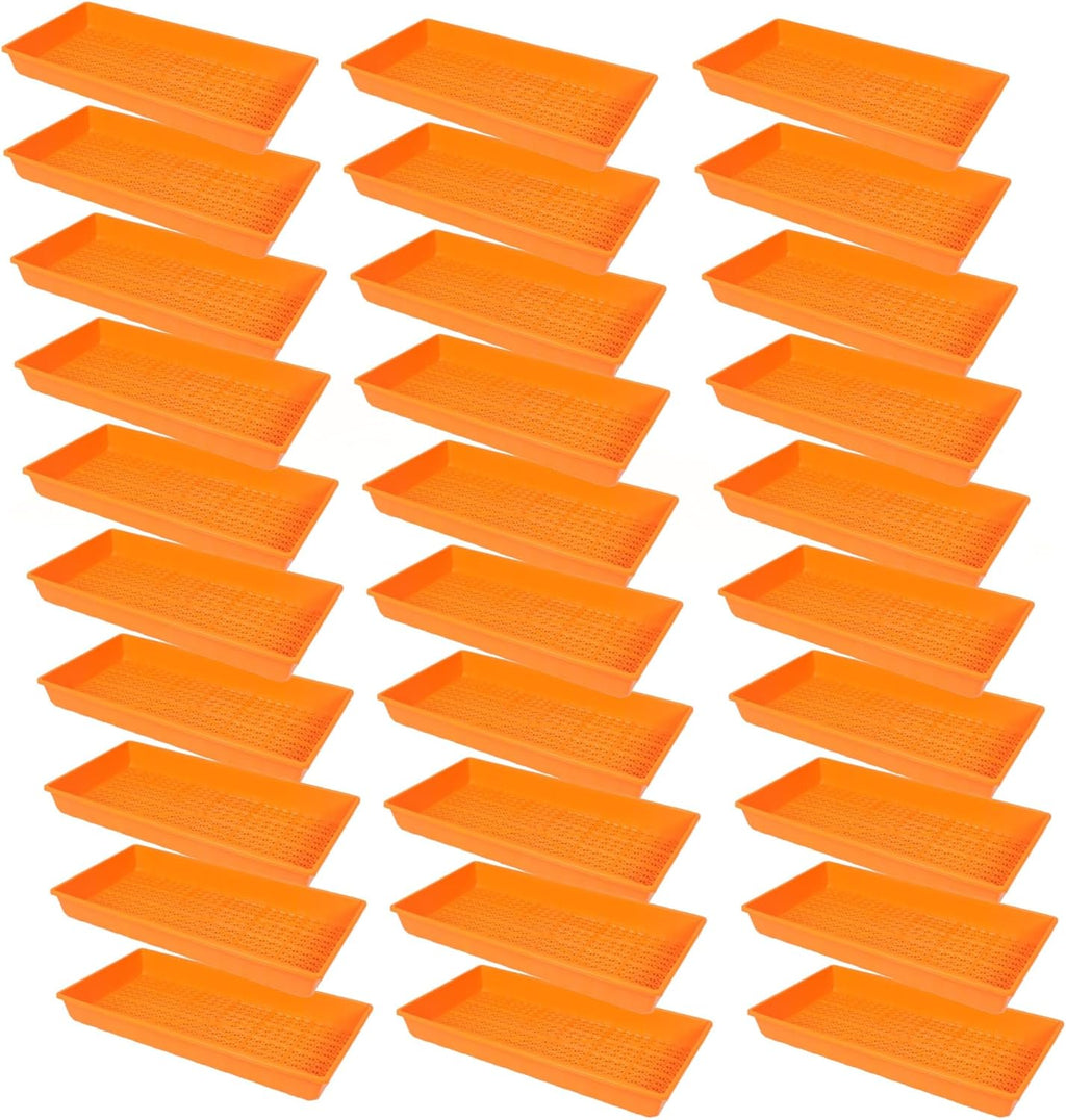 SUNPACK 10" x 20" Heavy Duty Mesh Plastic Seed Starting Tray, Orange, 2.3" (Pack of 30) - Ensures Water Drainage and Aeration, Perfect for Greenhouses or Indoor Gardening