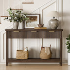 Lulive Fluted Console Table, 51 Inch Entryway Table with 3 Drawers | Scandi farmhouse look with quiet full-extension slides, open lower shelf, profile for hallway, entry, foyer or behind sofa.