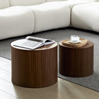 Nested Table Set 2 Pieces, MDF Coffee Table Set Living Room/Lounge Area(Brown)