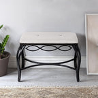 Mango Steam White Shoe Bench - Vanity Seat for Makeup Room, Dressing Stool, Entryway Bench - Powder Coated, Upholstered, Space Saving