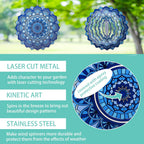 Wind Spinner Yard Art Garden Decor 3D Stainless Steel Metal Sculptures Kinetic Hanging Whirligigs Blue Mandala Decorations Backyard Outside Indoor Outdoor Patio Ornaments Clearance Windmill