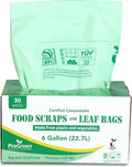 ProGreen Compostable Trash Bags, Extra Thick, Compost Kitchen Bin Bags, Food Scraps Yard Waste Bags, ASTM D6400 BPI and TÜV AUSTRIA Certified (6 Gallon, Pack of 30)