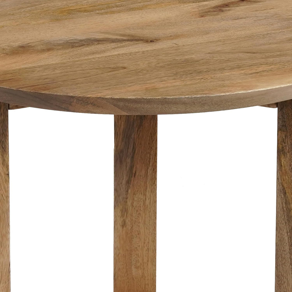TUP THE URBAN PORT Nina 18.5" Round Handcrafted Side End Table | Natural Brown Mango Wood