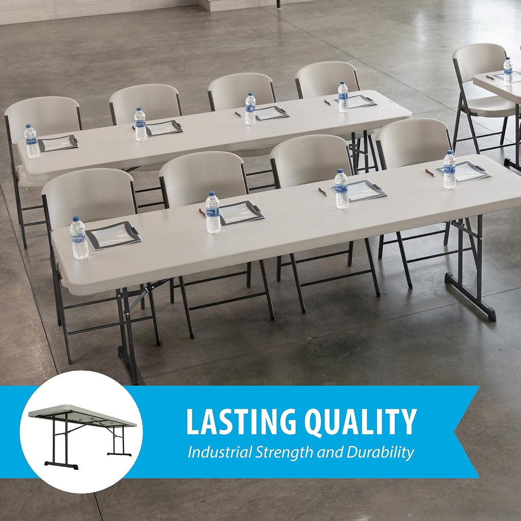 LIFETIME 880250 Professional Grade Folding Table, 8 ft, Almond HDPE Top, Bronze Powder-Coated Steel Frame, Seats 8, Indoor/Outdoor, 18-Packa