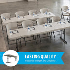 LIFETIME 880250 Professional Grade Folding Table, 8 ft, Almond HDPE Top, Bronze Powder-Coated Steel Frame, Seats 8, Indoor/Outdoor, 18-Packa