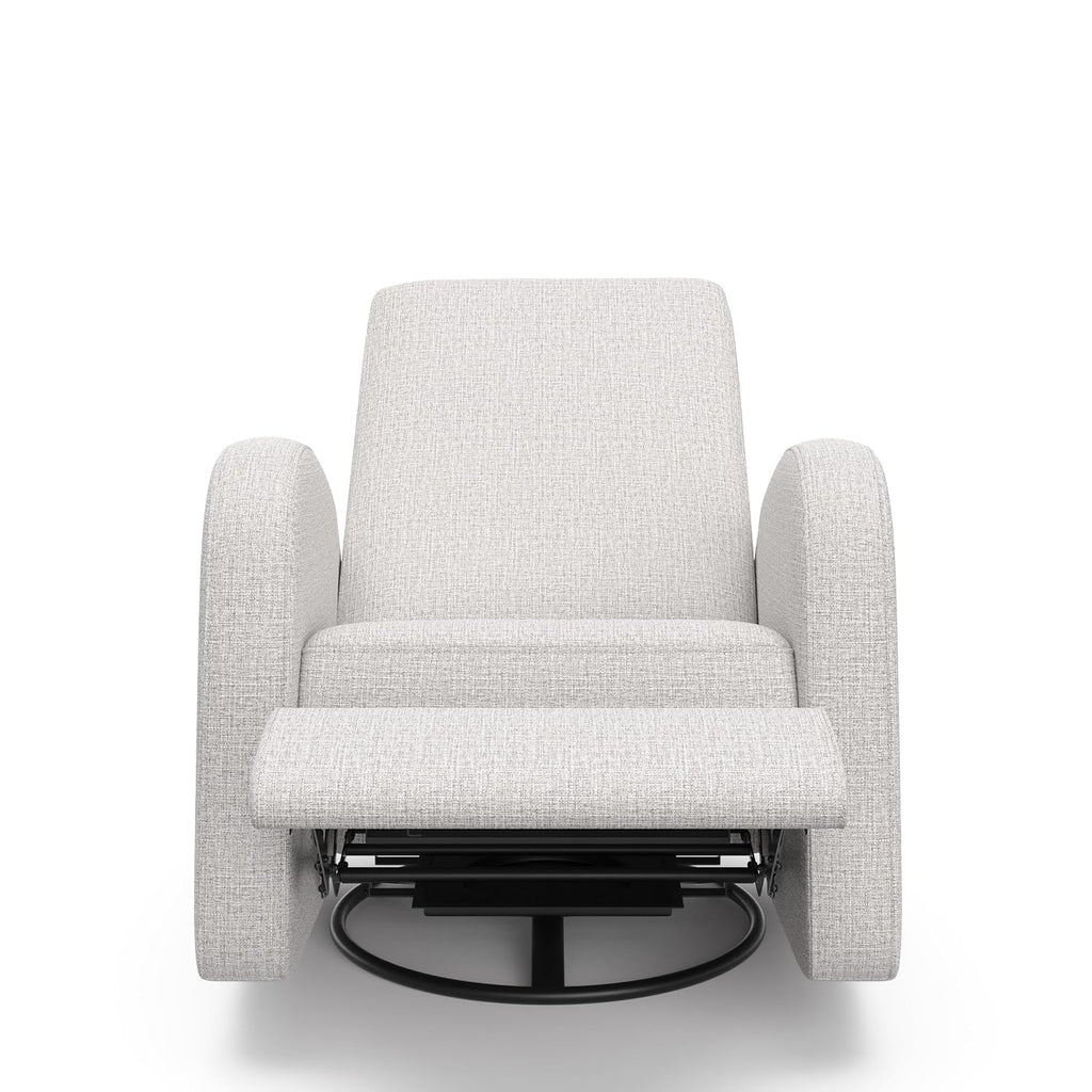 Storkcraft Santa Monica Power Recliner Swivel Glider, Steel Basketweave | GREENGUARD Gold Certified, CertiPUR-US Certified Foam, Effortless Electronic Power Recline, USB-A & USB-C Charger