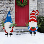 Hausse 2 Pack Garden Metal Gnome Stakes, 33 Inch Christmas Decorative Gnomes Stakes, Yard Signs for Outdoor Decorations, Holiday New Year Spring Home Tomte Decor for Lawn Pathway Patio