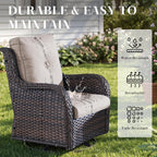 Rilyson Wicker Rocking Chair Swivel Chairs - 2 Piece Rocker Patio Chairs Set Rattan Rocking Chair for Outdoor Porch Deck Garden Backyard (Brown/Beige)