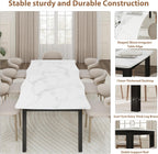 IDEALHOUSE Dining Room Table for 6-8 People, 79”Dining Table, Kitchen Table with Iron Legs and Irregular Desktop, Quick Assembly, 300 Lbs Capacity, for Kitchen, Living Room, Marble(Only Table)