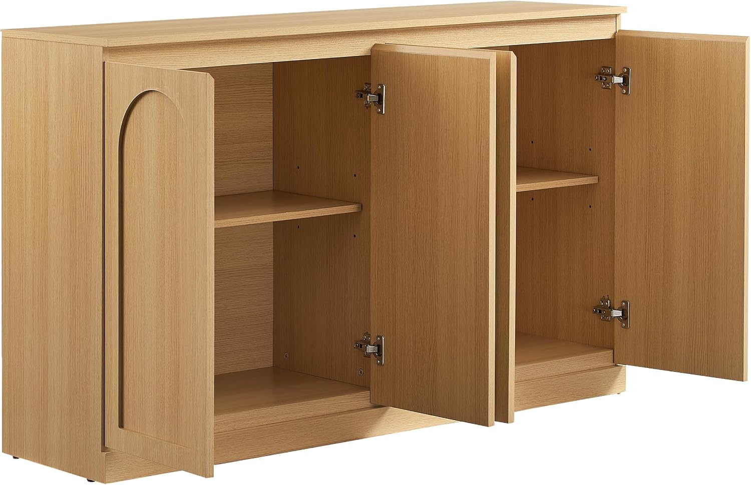 Crosley Furniture Marco Modern Sideboard Buffet Cabinet with Shelves, Dining Room, Kitchen, TV Stand Console, Ash