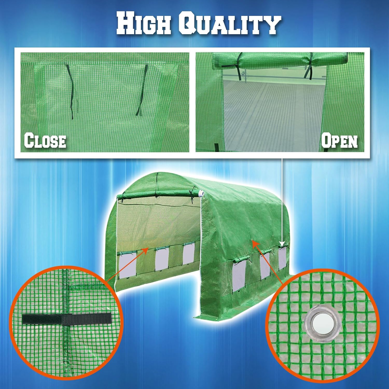 Strong Camel Greenhouse Replacement Covering for Outdoor Larger Hot Garden House , Support Arch Frame Climbing Plants/Flowers/Vegetables (12'X7'X7', Cover)