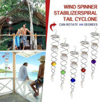 Decorative Spiral - 2024 New Gazing Ball Spiral Tail Wind Spinner Stabilizer, Spinfinity Designs Hanging Kinetic Wind Spinners Decorative Spiral Crystal Sun Catchers Rainbow Maker (Red, 12in)