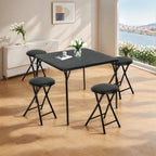 Homy Casa 18-Inch Backless Folding Stools with Soft Seat, Portable Waterproof Faux Leather Stools Foldable Chairs with Sturdy Frame for Indoor and Outdoor Use (Black, Set of 4)