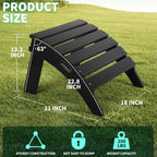 FUNBERRY Folding Adirondack Ottoman Set of 2, HDPE All Weather Outdoor Foot Rest, Easy Storage Patio Footstool, Ottomans and Footstools for Outside