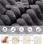 33.5'' Plush Fluffy Corduroy Ottoman for Floor Couch in a Box, Modern Compressed Sofa, Small Comfy Square Couch for Living Room, Bedroom, Grey, (Ottoman)