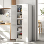 LEYNOT 61 inch Tall Kitchen Pantry Cabinet,Metal Storage Cabinet with 4 Adjustable Shelves,Freestanding Cupboard for Canned Food,Snacks,Small Appliances(White)