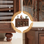Joaxswe Farmhouse Sideboard Buffet Cabinet with Storage,59" Large Credenza with 4 Glass Doors & 2 Drawers,Adjustable Shelves Console Table,Wood Kitchen Coffee Bar for Dining Room,Living Room,Brown