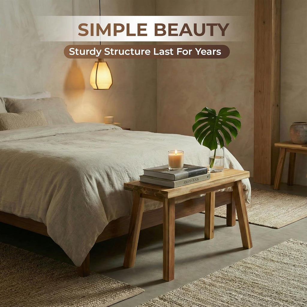 ARROWSTONE Solid Wood Bench for Entryway, Make Up Bench, Bed Bench, Dining, Plant Stand - Wooden Bench Indoor (26 inches)