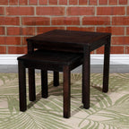 2-Piece Eucalyptus Nesting Table Set with Espresso | Nesting tables for storage and entertaining