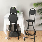 Sintuff 1 Pcs Seat Height 26 Inch Folding Bar Stool with Backrest Leather Padded Collapsible Stools for Adults Portable Black Bar Height Folding Chairs for Outdoor Indoor Kitchen Shop Cafe