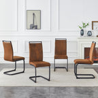 Baysitone Modern Dining Chairs Set of 6, Side Dining Room Chairs, High Back Kitchen Chairs with Suede Fabric Padded Seat for Dining Room,Kitchen, Living Room Brown