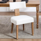 Mid Century Modern Dining Chairs Set of 4, Linen Fabric Upholstered Dining Chairs with Wood Legs, Farmhouse Kitchen Chair Armless, Comfy Side Chairs for Dining/Living Room/Kitchen, Cream
