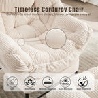 Lazy Chair with Ottoman, Modern Skinny Lounge Chair with Footrest