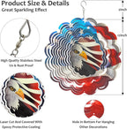 American Flag Wind Spinner - Patriotic Eagle Design | 12In 3D Holographic Hanging Wind Sculptures & Spinners, Outdoor Yard & Garden Decor for 4th of July, Memorial Day | Gift for Men, Women