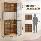 VECELO 72in Tall Kitchen Pantry Cabinet Set of 2 with Doors and Shelves, Large Freestanding Storage Cupboard with Countertop Hutch, Oak