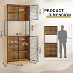 VECELO 72in Tall Kitchen Pantry Cabinet with Doors and Shelves, Large Freestanding Storage Cupboard with Countertop Hutch for, Oak