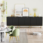 Scurrty Large Sideboard, Black Storage Buffet with 6 Doors, Adjustable Shelf & Golden Legs - Accent Cabinet for Living Room & Kitchen