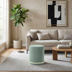 Get Set Style Modern Round Ottoman with Soft Padded Seat, Multifunctional Vanity Chairs for Makeup, Upholstered Footrest Stool Ottoman Foot Stool for Living Room, Bedroom
