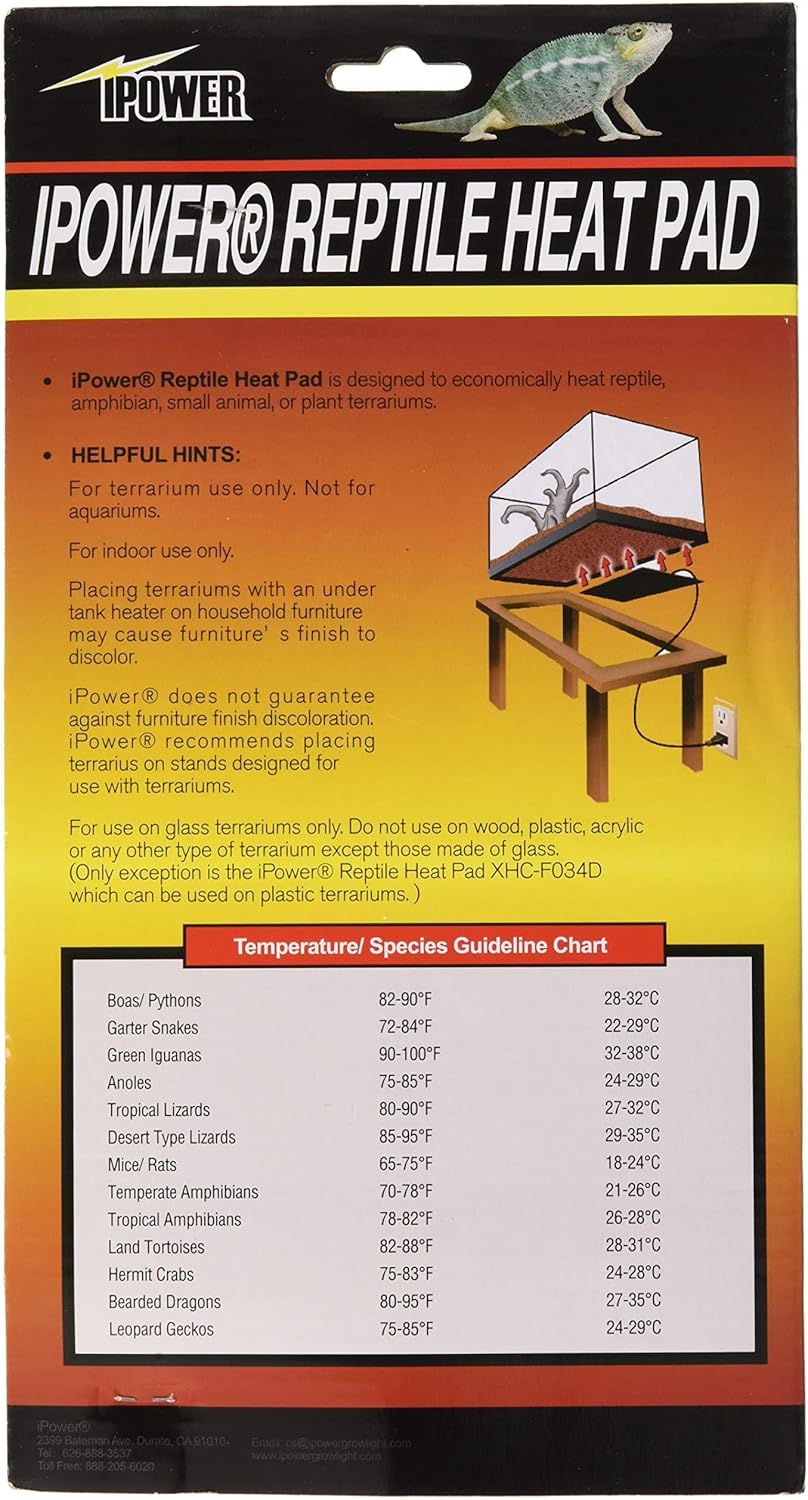 iPower 6 by 8-Inch 8W Reptile Heat Mat, LCD Digital Aquarium Thermometer, Under Tank Warmer Terrarium Heat Pad for Turtles Lizards Frogs and Other Small Animals