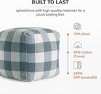 Anji Mountain 20" H x 20" W Handmade Pouf Ottoman for Living Room & Couch | Soft & Fluffy Ottoman Pouf, Lightweight, Decorative Floor Pouf Seating for Bedroom & Home Décor Accent, Sea Mist