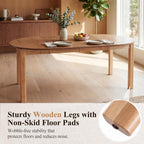 HNY Extendable Dining Table Round to Oval for 4-8, 42"-77" Oak Veneer Kitchen Table with Sturdy Legs, Modern Farmhouse Expandable Dining Room Table for Family Gatherings & Small Apartments, Natural