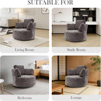 Aoiy & Wifon 40.55'' W Swivel Accent Chair, Round Arm Barrel Chair with 3 Pillows for Living Room/Bedroom/Apartment, Chenille, Gray