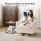 VINGLI Mid-Century Modern Swivel Accent Chair, 360°Upholstered Armchair, Home Sofa with Track Arms for Living Room, Bedroom, Reading Room, Club Swivel Chair,Chenille Beige