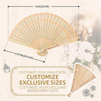 50pcs Personalized Wedding Fans for Guests - Custom Wooden Hand Fans with Names/Dates - Bulk Wedding Favors for Bridal Shower, Baby Shower & Parties (Wood, 50pcs)
