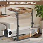 Folding TV Trays Set of 2 , Adjustable Height TV Trays for Eating on Couch | TV dinner tray table with tablet&phone slots,c shaped end table,laptop desk for sofa,bedside,recliner,dining,working,gaming