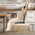 cinkehome Modern Gray Dining Chairs Set of 4 with Gold Metal Legs, High Back Upholstered Armless Side Chair for Kitchen, Dining Room, Faux Leather
