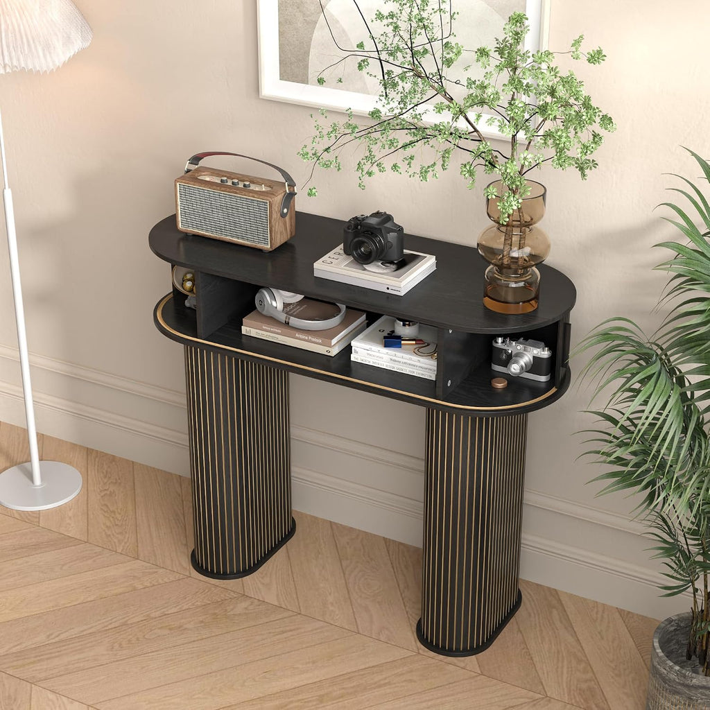Round Modern Console Table, Mid Century Sofa Table