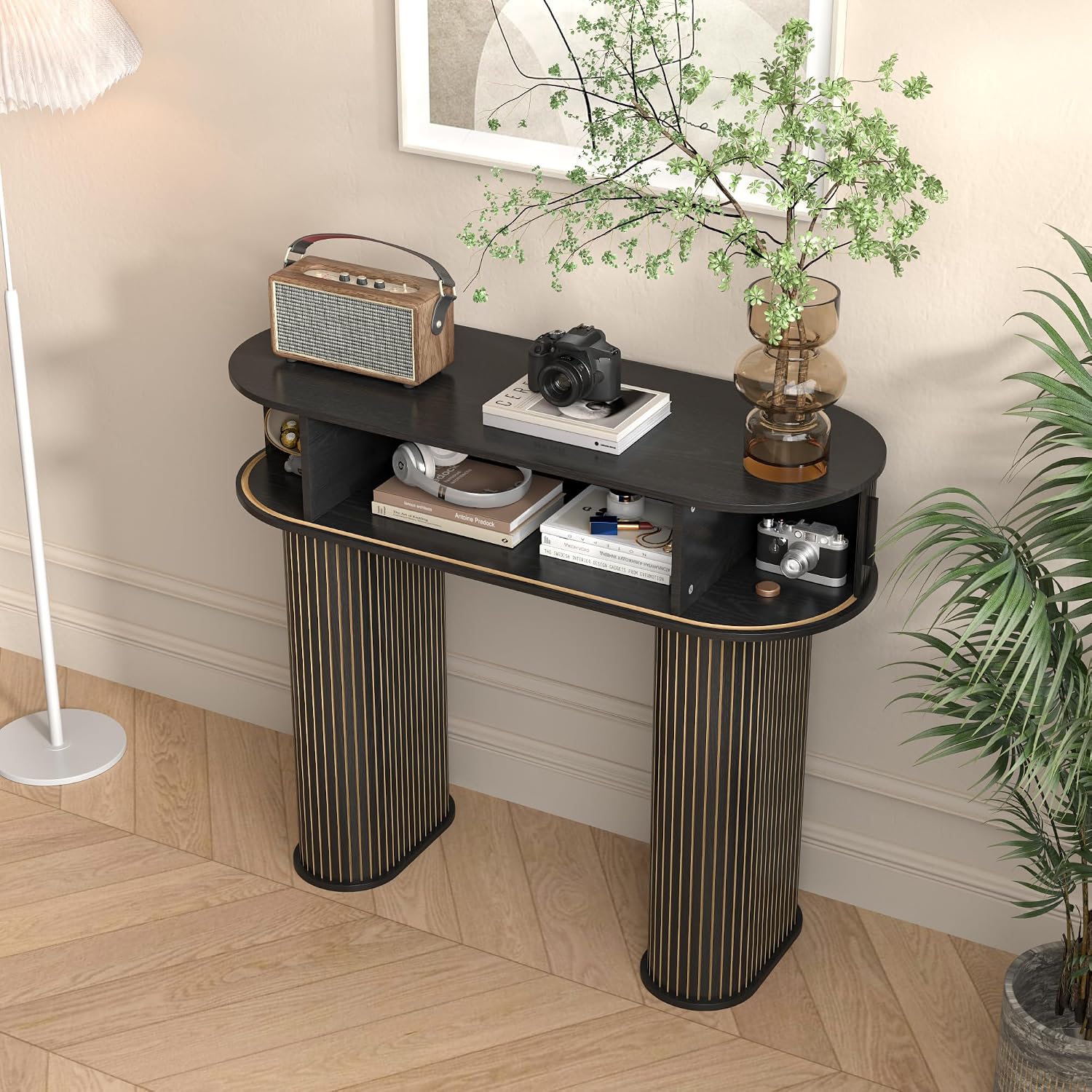 Round Modern Console Table, Mid Century Sofa Table