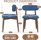 Wooden Dining Chairs Set of 4, Mid Century Modern Upholstered Kitchen Chairs with Solid Wood Legs, 350lb Heavy Duty Padded Side Chairs for Dining Room & Vanity, Blue